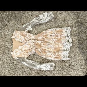 Long sleeve Lace dress w/ nude underlining